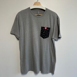 Next Level Apparel Mens Grey Short Sleeve Crew‎ Neck T Shirt Rock Show Pocket L